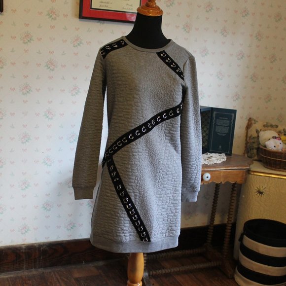 Mark by Avon Sweatshirt-Inspired Mini Dress with Hardware, Small - Picture 1 of 10